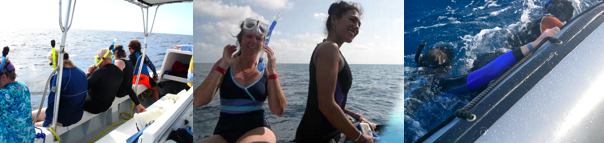 participants getting in water